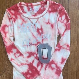 Bleach Dye Ohio State Waffle Knit Long Sleeve